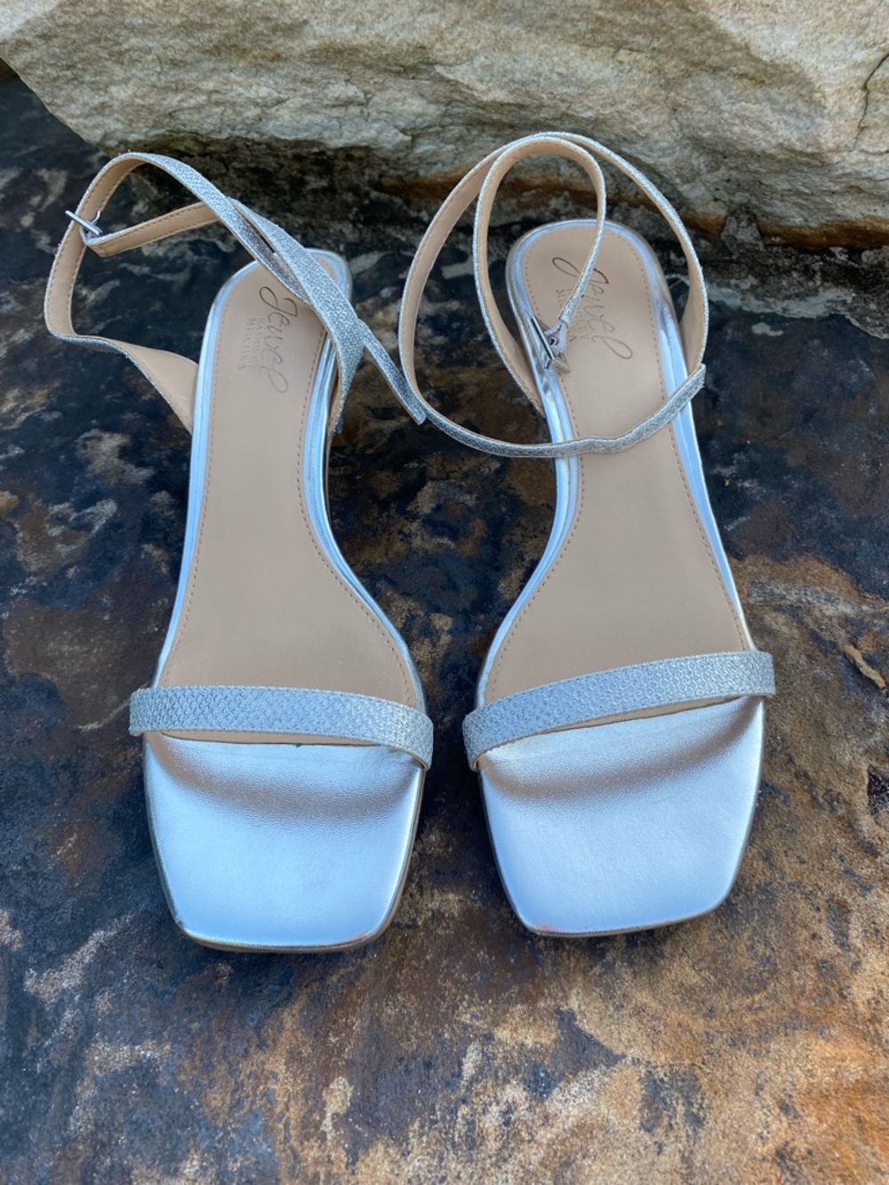 Women’s Badgley Mischa Silver Ankle-Strap shoes.  Size 7